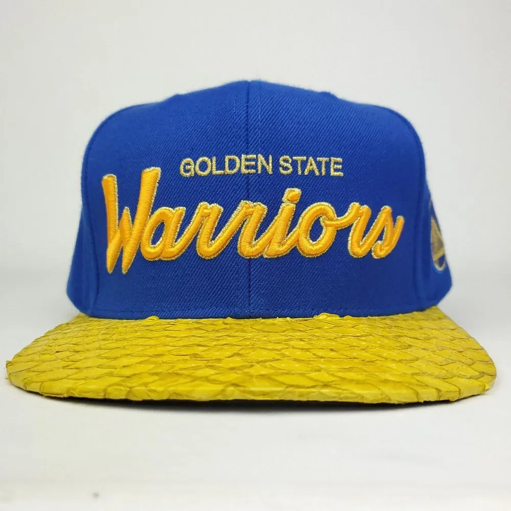 Golden State Warriors Mitchell & Ness‎ NBA Strapback Hat Cap Carp Fish Skin NWT